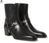 Buty Fr.Lancelot 2020 Buty mężczyźni czarne skórzane buty metalowe skórzane bootki kostki wysokie na suwakowe botki