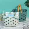 Portable Shower Caddy Tote Heart Shaped Hollow Plastic Storage Basket with Handle Box Organizer Bin for Bathroom Pantry