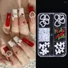 Dekoracje gwoździowe miłosne serce łuk Cherry Manicure Ozdoby Bowknot Rhinestones 3D Wierdlice Zapasy