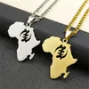 Pendant Necklaces African Symbol Adinkra Gye Nyame Map For Women Men Stainless Steel Supremacy Of God Chain Necklace Jewelry 8094-QKC