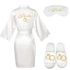 Conjunto de 3pc de noiva Kimono Eyemask Slippers Robe Cetina Mulheres Mulheres Damas de Noiva Prepara Presente Partido Bathrobe Robes