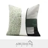 Kissengrau Green Patchwork Cover für Wohnzimmer 45 x 45 cm Baumwollwurf Kissen Sofa Auto S