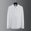 Men's Casual Shirts Trendy Brand Collar Black And White Threaded Splicing High-end Pure Cotton Shirt