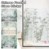 Window Stickers Chinese Bamboo Forest Pattern Privacy Film Landscape Stained Glass Frosted Static Cling Sticker