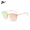Jim Trendy Rimless Mirrored zonnebril reflecterende zonnebril voor vrouwen mannen UV400 240327