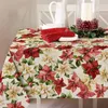 Table Cloth Christmas Day Printed Stain Resistant Polyester Rectangular Holiday Tablecloth For Dining Kitchen Picnic