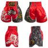 Drukgevecht shorts ademende mannen dames kick boks shorts borduurpleisters muay thai shorts sanda grapping kleding