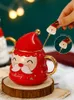 Kubki Santa Kubek z pokrywką łyżką świąteczną ceramiczną filiżankę kawy espresso tazas wodna popołudniowa herbaciarnia