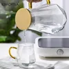 1PCS Diamentowa tekstura Szklana Teapot Zestaw Kettle zimnej wody Transparent Kawy Pot Pitcher karafe 240409