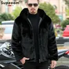 Giacche da uomo Supzoom 2024 Arrivo Top Fashion inverno inverno caldo I imitazione di visone oro di pecora a pecora con cerniera con cappuccio Solido giacca con cappuccio