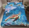 Marine Life Turtle Jellyfish 3D Bedding Set Children Room Decor Duvet Covers Pillowcases Comforter Bedclothes Neptune Bed Linen4050199