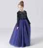 Princess Green Black Blue Jewel Long Sleeves Girl's Birthday/Party Dresses Girl's Pageant Dresses Flower Girl Dresses Girls Everyday Skirts Kids' Wear SZ 2-10 D409304