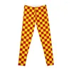 Pantalon actif fast-food (damier rouge et jaune) Vêtements d'entraînement des leggings pour femmes sportives féminines