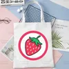 Bolsas de compras Japão Strawberry Juice Graphic Print Shop Shopper Eco Canvas Cotton Bolsas de Tela Shoping Reutilable Sacolas