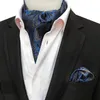 Luxury Men Ascot Tie Set Man Cravat Ties Handdukuppsättningar Floral Paisley Pocket Square Släpp för Wedding Party240409