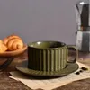 Tazze vintage strisce verticali in forno tazze da caffè in ceramica trasformata in forno e piattino set tè pomeridiano tira il latte fiore latte tazza