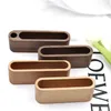 Hooks Solid Wood Business Card Holder With Pen Slot For Desk Wooden Display Memo Pad Cards Stand Box Office Tabletop
