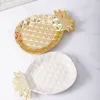 Decorative Figurines Ins Pineapple Necklaces Jewelry Rings Storage Plate Ceramic White Gold Key Snacks Home Decorations