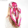 Scarves 90*90cm Women Silk Scarf Luxury Brand Large Shawl Neckerchief Satin Headband Foulard Bandana Wraps Hijab Scarves Wedding Gift240409