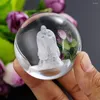 Dekorativa figurer 50mm laser snidning 3D confucius kinesiska Kongzi Clear Glass Crystal Balls Ornament Sfär Souvenir Pappersvikt Hantverk