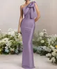 Elegant Sheath Evening Birthday Dress 2024 One Shoulder Bow Satin Formal Prom Party Gown Robe De Soiree