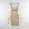 Sıradan elbiseler yaz spagetti kayışı sıska baskı mini kolsuz sırtsız moda sokak stili temel sundress tek parça