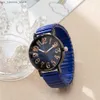 Wristwatches Luxury Digital Digital Blue Ladies Quartz Fashion 2024 New Brand Stretch Stainless Steel No Buckle Women Clock ES240409