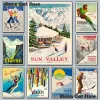 Winter Sport Suisse Chamonix Mont Blanc Ski Vintage Affiche Canvas Peinture Retro Wall Art Pictures Home Room Shop Decor