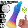 Leuke nieuwe lichtgevende dildo anaal sexy speelgoed voor vrouwen mannen kleurrijk gloeiende dildo's enorme drakenmonster dildo buttplug volwassen speelgoed