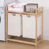 Laundry Bags Combination Basket Bamboo Storage Multifunctional Clothes Double Bucket Pumping Bin