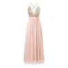 Casual Dresses Womens Elegant paljetter Cocktail Party Glowns Sexig V Neck Spaghetti Straps Split Tulle Dress for Wedding Bridesmaid Evening