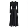 Casual Dresses JiuMeiDai Women Elegant Sequins Party Long Dress Lady Vintage High Quality Luxury Cocktail V-Neck Solid Clothes