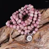 Strand 8mm Natural Rhodochrosite With Loys Pendant Beaded Armband For Women Yoga Jewelry 108 Mala Pärlor Halsband