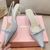 2024 FRIME Summer Women ha puntato Slingback Slingback Crystal Rhinestone Decor decorazioni designer Sandali da donna di alta qualità da donna di alta qualità