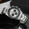 Montre-bracelets 41 mm Chronograph Watch VS75 Mouvement solaire en quartz étanche saphir vert c3