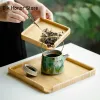 Chińskie bambusowe taca na żywność pudełko herbaciane otwarte nóż Pry herbatę domowy śniadanie taca taca kwiatowy garnek bonsai ogrodniczy