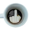 Kreatives Design weißer Mittelfinger Becher Neuheit Style Mischung Kaffee Milch Tasse lustige Keramikbecher 300 ml genug Kapazität Wasserbecher