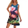 Casual jurken Summer Fashion 3d kleurrijke bloem mini -Delende straat sexy damesjurk Hawaiiaanse dame slank