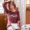 Maison vêtements femme pyjamas sets automne à manches longues pyjamas minces filles filles dessin animé imprimé mignon sommiers de Noël