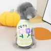 Köpek giyim sevimli ekose yelek yaz evcil hayvan kıyafetleri çiçek baskılı tişört nefes alabilen köpek sweatshirt küçük kedi giyim