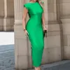 Robes décontractées Sexy Back Svence maxi robe femme vert sans manches rond