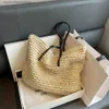 Andra väskor axelväskor halmvävd stor kapacitet på väskan lättare shopping dragkedja axelväska utsökt sommarstrand handväska