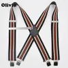 Heavy Duty Big Size Work Strong clips Pants Suspenders for Men 50mm Wide Adjustable Braces X Back Elastic Trouser red stripes 240401