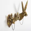 Antik brons harts Animal Pendant Golden Deer Head Wall Storage Hook Up Bakgrund Väggtillbehör Dekorativa figurer 240408