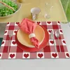 Table Mats 4pcs Valentine's Day Placemat Heat Insulation Non-slip Tea Cup Holder Dining Bowl Kitchen Accessories