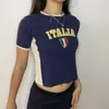 審美的な女性の手紙印刷TシャツゴシッククロップトップストリートウェアグランジベイビーティーヴィンテージカジュアルショートスリーブY2K服パンク240329