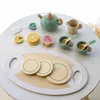 Tea Party Tabelware Wooden Handiccraft Toy Kitchen Finque Play Set para crianças do presente de aniversário infantil Favors Toys 240407