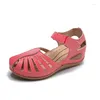 Сандалии женщин 2024 Fashion Hookloop Shoes Casual Slip на Ladies Vintage Gladiator Sandal Flat Platform Women