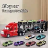 Auto giocattolo in lega Big Truck Truck Truck Transporter Boy Set Model Set Christmas Halloween Gift 240409