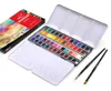 Dainayw Portable 48Colors Pigment Pairts Solid Waterclor Paint Tin Box Paint With 48Colors Half Pan 2 Brush Pen Paper6188088